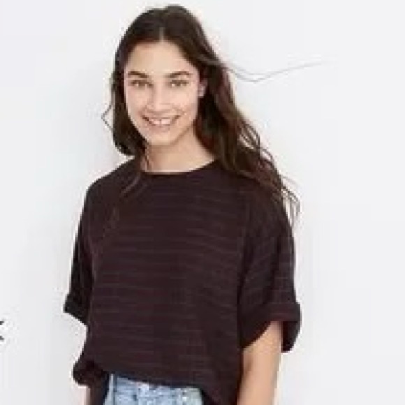 Madewell Tops - Madewell Checkered Short Sleeve Top - Black and Red